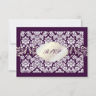 PixDezines uAwg moiré Damask+Kronier/DJ-Farbe RSVP Karte
