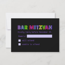 PixDezines UAWG Neon Sign Bar Mitzvah RSVP Karte