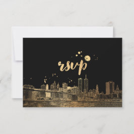 PixDezines UAWG NYC Skyline/Imitats Gold RSVP Karte