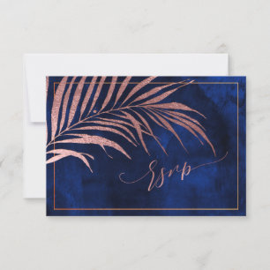 PixDezines UAWG, Palmfronten   Imitate Rose Gold RSVP Karte