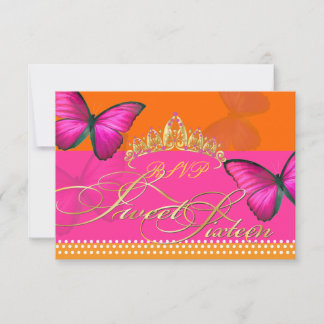 PixDezines uAwg/Papillon/Fuschia, süß 16 RSVP Karte