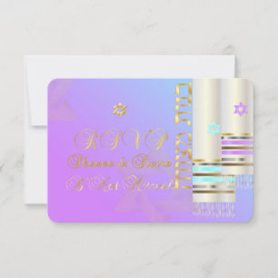PixDezines UAWG Pastel Tallits B'not Mitzvah RSVP Karte