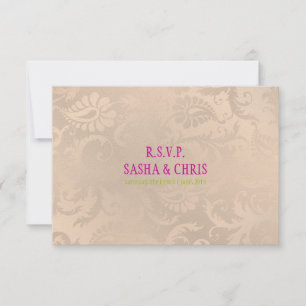 PixDezines uAwg pavo-Damast/rosa Champagner RSVP Karte