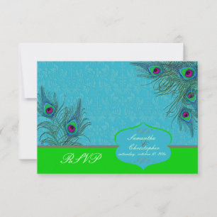 PixDezines uAwg Peacock Charm RSVP Karte