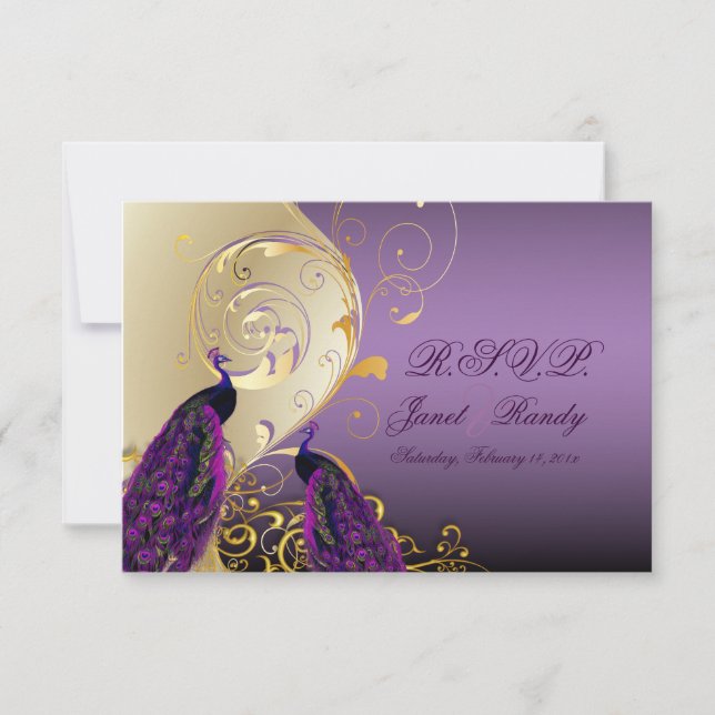 PixDezines uAwg Peacock, Filigree+Wirbel/DIY-Text RSVP Karte (Vorderseite)