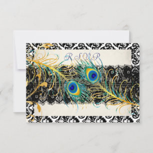 PixDezines uAwg peacock pizzazz, Damast+Schwarze S RSVP Karte