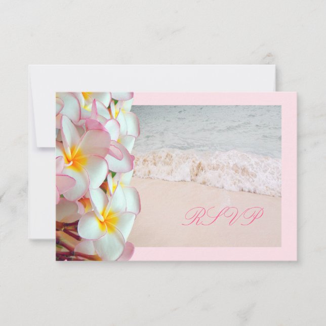 PixDezines UAWG PINK PLUMERIA/BEACH/DIY trim RSVP Karte (Vorderseite)