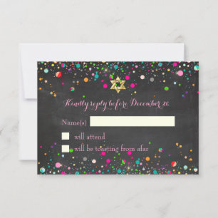 PixDezines UAwg/Rainbow Confetti/Mitzvah RSVP Karte
