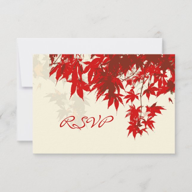 PixDezines uAwg Red Maple Blätter/Fall RSVP Karte (Vorderseite)