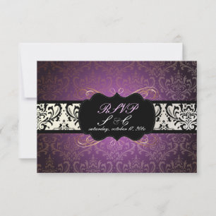 PixDezines uAwg Rossi Damask, Champagne+Plum RSVP Karte