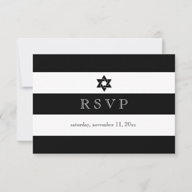 PixDezines uAwg schwarz/weiß/Streifen Bar mitzvah RSVP Karte (Vorderseite)
