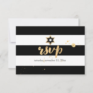 PixDezines uAwg schwarz/weiß/Streifen Bar mitzvah RSVP Karte