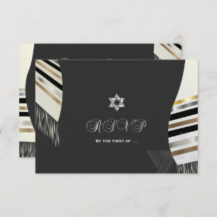 PixDezines UAWG Schwarz-weiß Tallit Mitzvah  Einladung