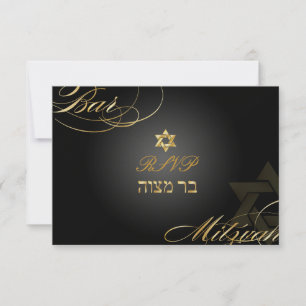 PixDezines uAwg Star von David, Bar Mitzvah/Schwar RSVP Karte