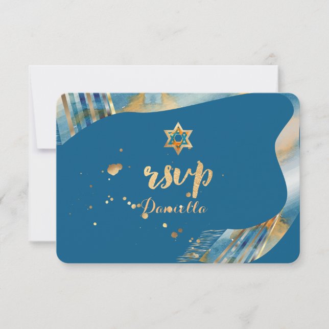 PixDezines uAwg tallit Mitzvah/DIY Hintergrund RSVP Karte (Vorderseite)