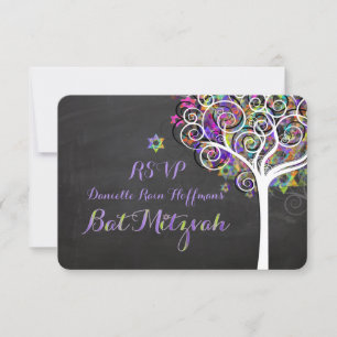 PixDezines uAwg tree Bat Mitzvah RSVP Karte