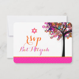 PixDezines UAWG Tree of Life Bat Mitzvah RSVP Karte