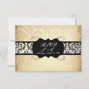 PixDezines uAwg Vintag Rossi Damask, Champagner RSVP Karte