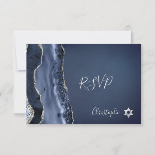 PixDezines UAWG Watercolor Agate Bar Mitzvah ✡ RSVP Karte