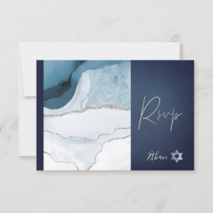 PixDezines UAWG Watercolor Agate Bar Mitzvah ✡ RSVP Karte