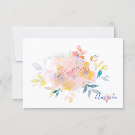 PixDezines UAWG Watercolor Blume Bat Mitzvah ✡ RSVP Karte