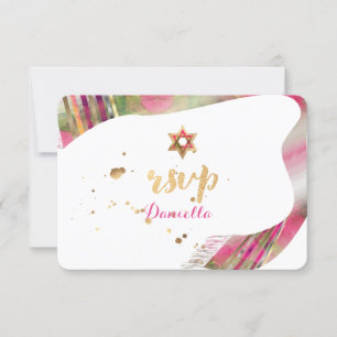 PixDezines UAWG Watercolor Talit Bat Mitzvah Einladung