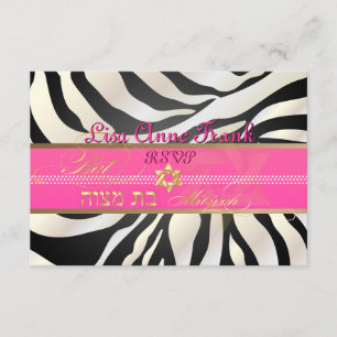 PixDezines uAwg Zebra, Bat Mitzvah/DIY farbschwarz RSVP Karte