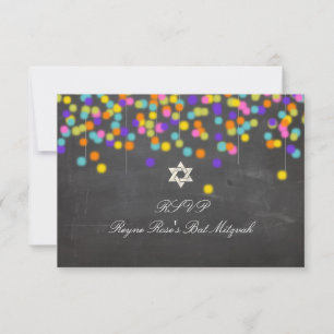 PixDezines uAwgfiesta+Tafel/Schläger mitzvah RSVP Karte
