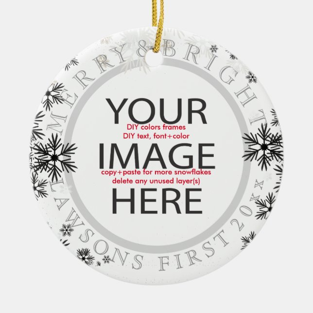 PixDezines - unsere ersten Weihnachten/DIY-Farben Keramik Ornament (Vorne)