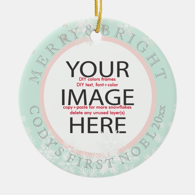 PixDezines unsere ersten Weihnachtsfarben Foto/DIY Keramikornament (Vorne)