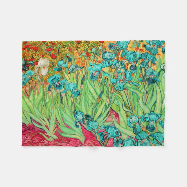PixDezines van gogh/aquamarine Irises/st. remy Fleecedecke (Vorderseite (Horizontal))