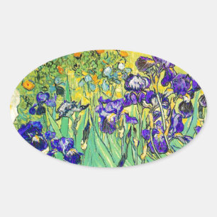 PixDezines van gogh iris/st. remy Ovaler Aufkleber