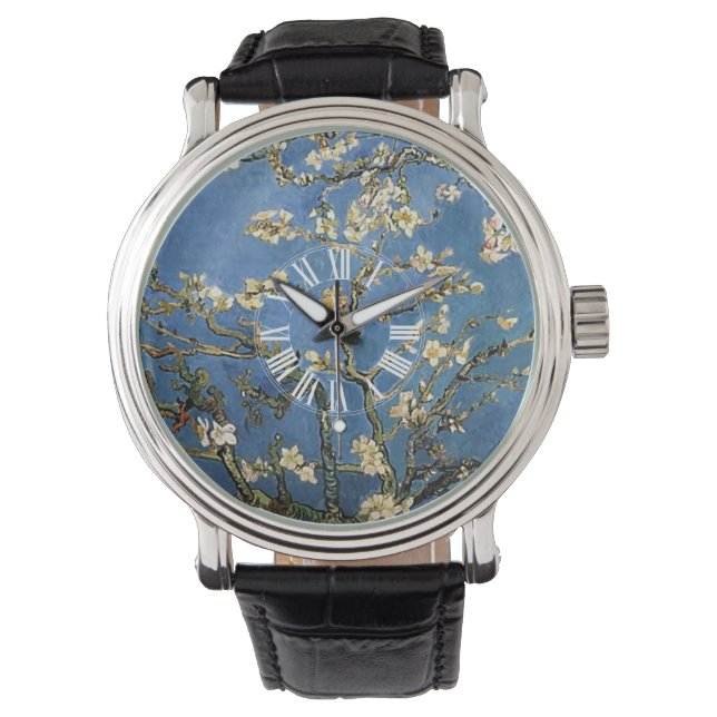 PixDezines Van Gogh Mandelblüten Armbanduhr (Vorderseite)