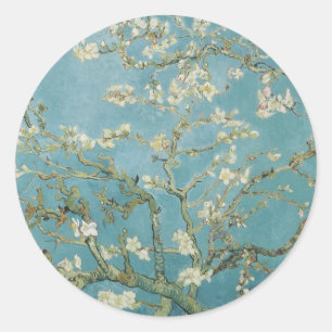 PixDezines Van Gogh Mandelblüten bei Saint-Rémy Runder Aufkleber