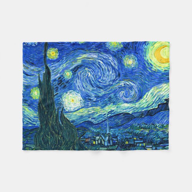 PixDezines van gogh/sternenlange Nacht Fleecedecke (Vorderseite (Horizontal))