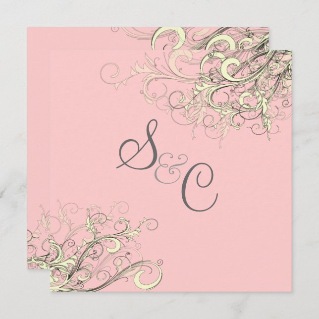 PixDezines VANILLA WIRBEL/DICHT HINTERGRUND Einladung (Vorne/Hinten)