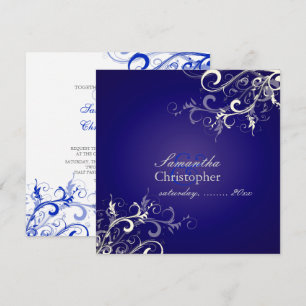 PixDezines Vanille-Schwünge/royalblauer Hintergrun Einladung