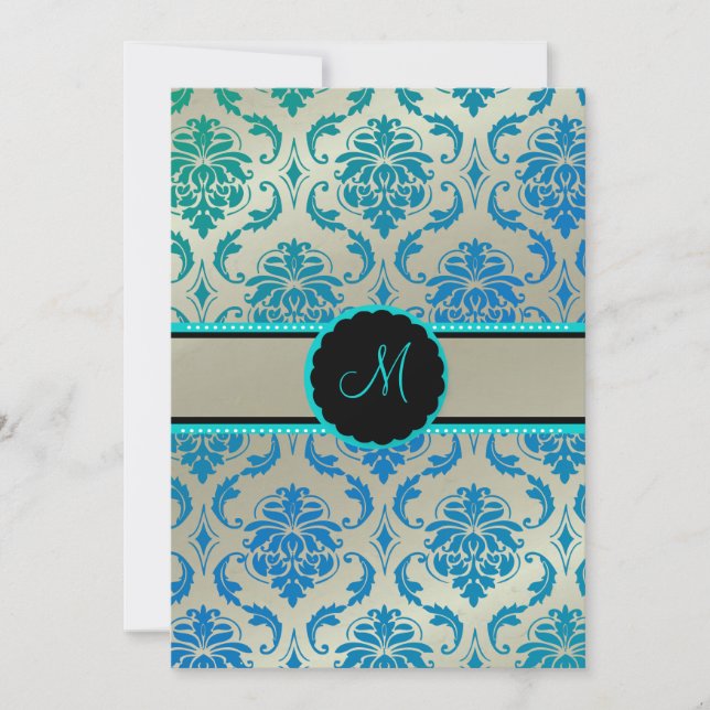 PixDezines Vendome Damask / Peak Blue Einladung (Vorderseite)