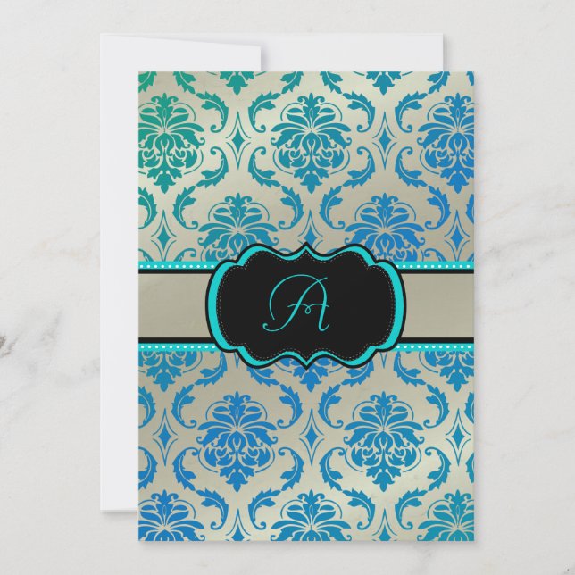 PixDezines Vendome Damask / Peak Blue Einladung (Vorderseite)