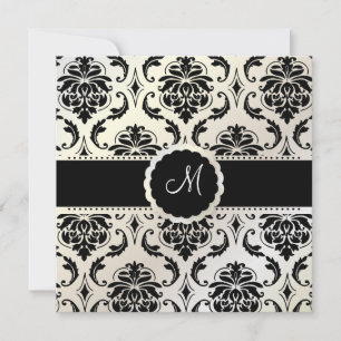 PixDezines Vendome Damask / Schwarz + Weiß Einladung