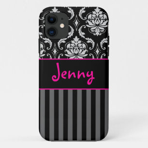 PixDezines Vendome-Damast/Rosa+Schwarz/DIY-Farbe Case-Mate iPhone Hülle
