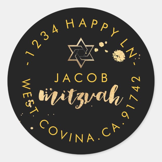 PixDezines verblüfft/Imitat Gold/Mitzvah Rückkehr  Runder Aufkleber (Vorderseite)