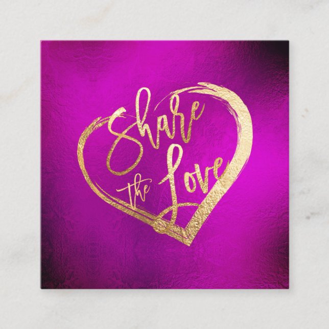 PixDezines Vibrant Fuschia Gold teilen die Liebe Quadratische Visitenkarte (Vorderseite)