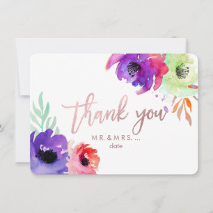 PixDezines Vielen Dank/Floral/Wasserfarbe/Rose Dankeskarte