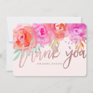 PixDezines Vielen Dank/Floral/Wasserfarbe/Rose Dankeskarte