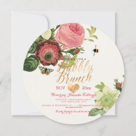 PixDezines Vintag Botanischer Brunch+Bubbly Einladung