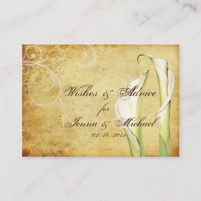 PixDezines Vintag Calla Lilies Advice Cards Hinweiskarte (Vorderseite)
