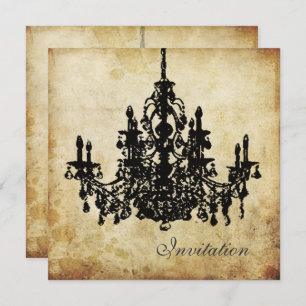 PixDezines VINTAG CHANDELIER / IMITAT PARCHMENT Einladung