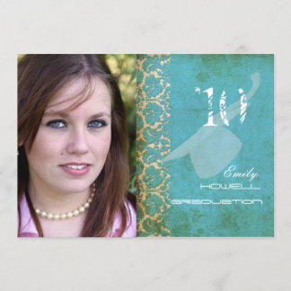 PixDezines VINTAG DAMASK/TURQUOISE/ABSCHLUSS Einladung
