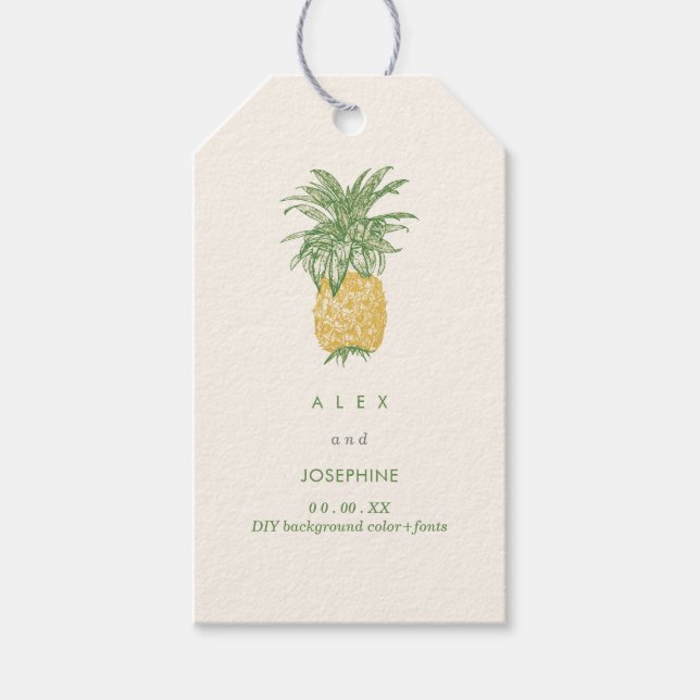 PixDezines Vintag, geätzte Ananas Geschenkanhänger (Vorderseite)